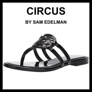 CIRCUS BY SAM EDELMAN Canyon black patent leather flat sandals